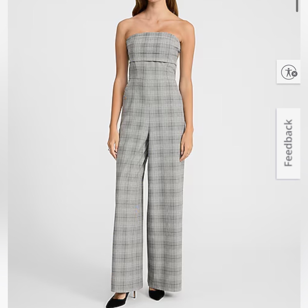Express Plaid Strapless Jumpsuit